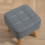 Linen-Look Square Padded Footstool - Grey 8