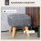 Linen-Look Square Padded Footstool - Grey 5