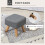 Linen-Look Square Padded Footstool - Grey 6