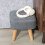 Linen-Look Square Padded Footstool - Grey 7
