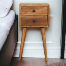 Mini Oak-Style Solid Wood Bedside Table,30*30*57cm