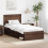 VidaXL vidaXL Bed Frame with Headboard Brown Oak 90 x 190 cm Solid Pine Wood 1