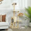 PawHut 134cm Multi-Level Cat Tree – Beige 2