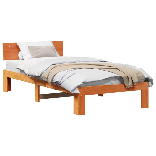 VidaXL vidaXL Bed Frame with Headboard Wax Brown 90 x 200 cm Solid Pine Wood