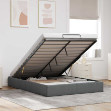 vidaXL Ottoman Bed Frame Dark Grey Queen Size Fabric
