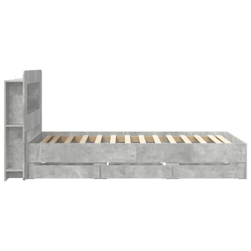 VidaXL vidaXL Bed Frame with Storage with Headboard Concrete Grey 80 x 200 cm 2
