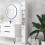 180cm Slim White Bathroom Cabinet with Drawer 2