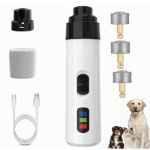 Heusom Silent Groom Pro nagelslijper, oplaadbare elektrische nagelslijper voor huisdieren met USB-oplaadfunctie (3 slijpkoppen)_Speciale aanbieding