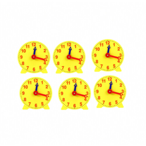 6pcs 4 Inch Student Learning Clock Model Teacher Gear Clock 12/24 Hour School Learning Tools_Special Gift