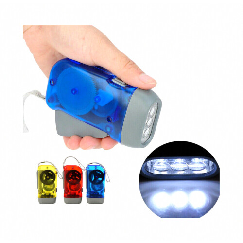 (Red) Hand Pressing 3 LED Crank Power Dynamo Wind Up Flashlight Torch Night Lamp Light_Special Gift