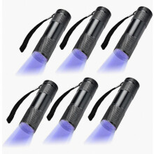 6-Pack 9-LED UV Flashlight Ultraviolet Torch - Portable Aluminum Outdoor Mini Inspection Light (Batteries Not Included)_Special Gift