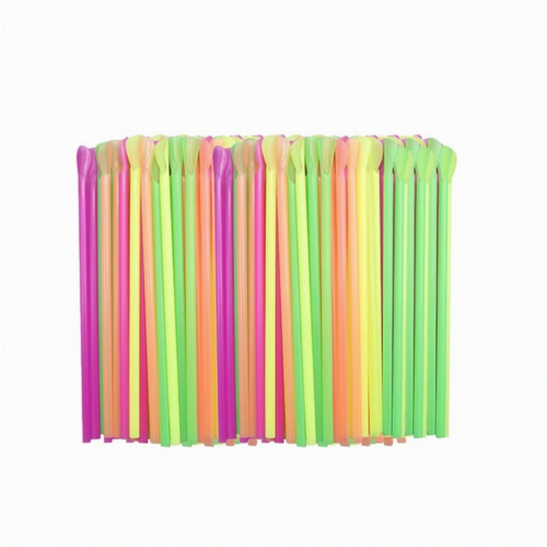 1000pcs Snow Cone Spoon Straw, Plastic Disposable Drinking Straws_Special Gift