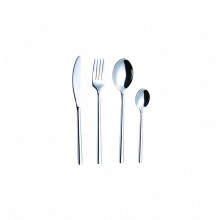 Exzact Elite 16-delige roestvrijstalen bestekset, compatibel met 4 messen, 4 lepels en 4 theelepels, spiegelglans, vaatwasbestendig.