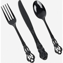Ensemble de 150 couverts jetables dorés – compatibles, couteaux, cadeau spécial