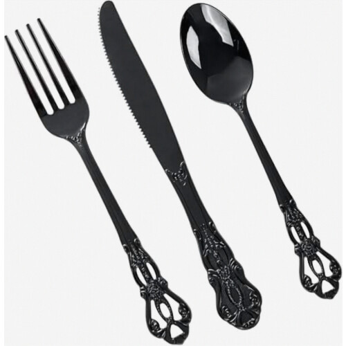 Ensemble de 150 couverts jetables dorés – compatibles, couteaux, cadeau spécial