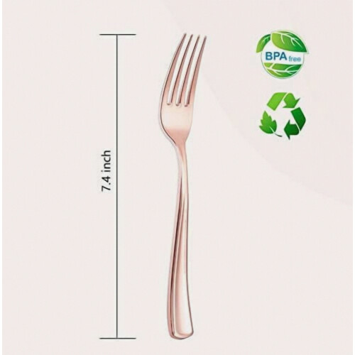 Ensemble de 200 couverts jetables en or rose - Cadeau spécial 2