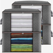 Clothes Storage Bag 4Pack 90L Large Capacity Solution Organizer compatible Clothes, Duvets, Comcompatibleters, Blankets, Bedding with Zip and Clear W
