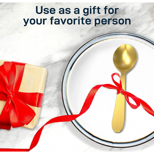 Althee 100 Pack Disposable Gold Plastic Spoons, Solid And Durable Plastic Cutlery Spoons, Heavy Duty_Special Gift 2