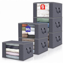 6X Storage Bags Moth Proof Large Clothes Bags Zips 90L Organizer Tidy_Special Gift