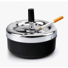 Cendrier rotatif autonettoyant, cendrier rond à pression avec plateau tournant, grand format, noir - Cadeau spécial