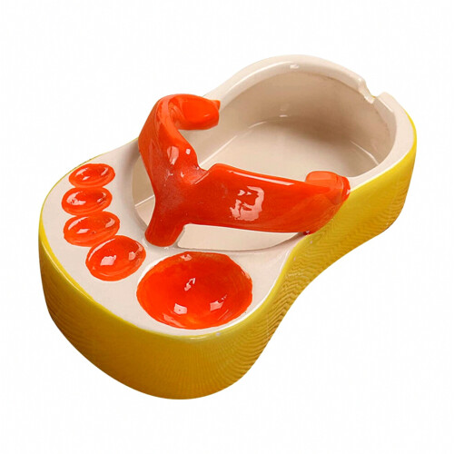Ceramic ashtray with 5 compartments and flip-flop design_Special Gift