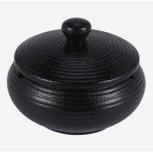 Cendrier en céramique avec couvercle coupe-vent, utilisable à l'intérieur comme à l'extérieur - Noir_Cadeau spécial