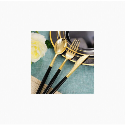 Ensemble de 96 couverts jetables dorés – compatibles, cuillères, cadeau spécial 2