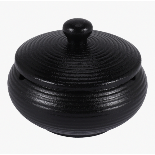 Ceramic Ashtray with Windproof Lid compatible Indoor Outdoor Use -Black_Special Gift 1