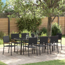 vidaXL Garten Essgruppe 9 stk. Schwarz Poly-Rattan