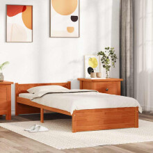 vidaXL Bed Frame Wax Brown 205.5 x 95.5 x 51 cm Solid Pine Wood