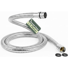 Zuvo Shower Hose 1.5m Stainless Steel Extra Long 2 Metre With Brass Connectors, Chrome Finish, Universal G1/2 Fit, Heavy-Duty, Leakproof hose
