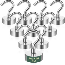Zuvo Heavy Duty Magnetic Hooks 10 Pack, Strong Neodymium Magnet Hooks | Holds up to 10kg on steel