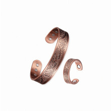 Pure Copper Magnetic Cuff Bracelet & Ring Set compatible Men – Adjustable Pain Relief Jewelry_Special Gift