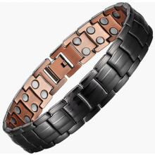 (Black) Mens Copper Bracelets, 99.9% Pure Copper Bracelet with Double-Row Strength, Mens Black Bracelet_Special Gift