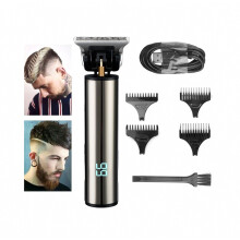 (Goud) Mini elektrische haartrimmer, professioneel, USB oplaadbaar, draadloos, met LCD-scherm, compatibel met speciale cadeau-opties