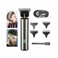 (Zilveren) Mini elektrische haartrimmer, professioneel, USB oplaadbaar, draadloos, LCD-scherm, compatibel met haartrimmers_Speciaal cadeau