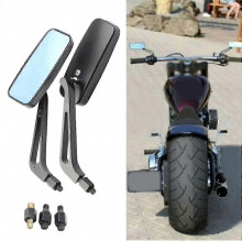 Espejos laterales compatibles con Harley Softail - Rectángulo negro de 8 mm y 10 mm - Regalo especial