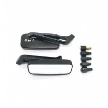 Espejos retrovisores compatible motocicleta compatibles con Harley Breakout - Rectangulares negros de 8 mm y 10 mm - Regalo especial