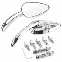 Espejos retrovisores cromados con forma de lágrima y calavera, compatibles con caja, compatibles con Harley Dyna Electra Glide, espejos laterales com