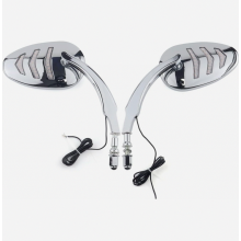 Espejos cromados Harley-Davidson con intermitentes LED secuenciales, adaptador compatible Bobber Cruiser Custom_Special Gift