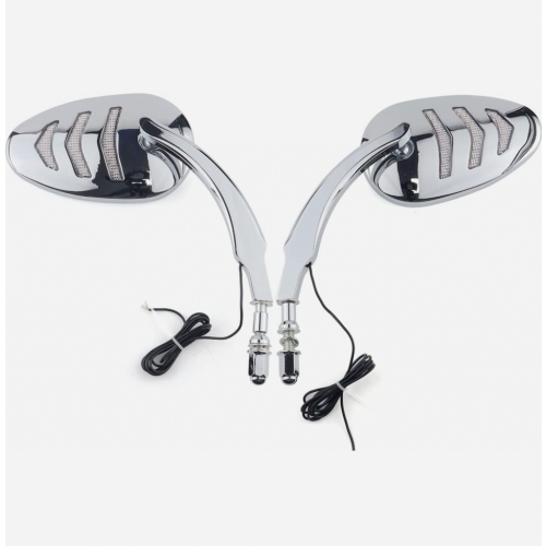 Harley-Davidson Chrome Mirrors with Sequential LED Turn Signals, Adapter compatible Bobber Cruiser Custom_Special Gift