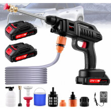 Cordless Pressure Washer, 21V 1500W Portable Pressure Washer, 60Bar/870 PSI High Power Washer Machine with 2 Nozzles, 2 Battery, 5m Hose Cordless Jet