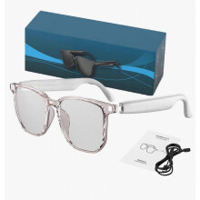 KI-Übersetzungsbrille, 144 Sprachen, Echtzeit-Übersetzung, Bluetooth und Blaulichtfilter, Weiß – Besonderes Geschenk