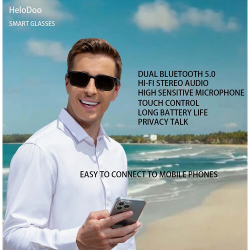 Smart Bluetooth Sunglasses with Polarized Lenses, Bluetooth 5.0 Audio, Touch Control, 12H Battery_Special Gift 1