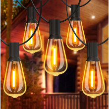 GLUROO 120FT Festoon Lights Outdoor, Garden Patio String Lights Mains Powered, 2200K Warm White, ST38 Waterproof LED String Lights with 62 Plastic Vi