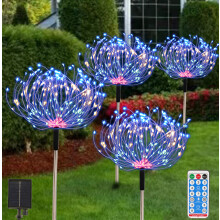 Solar Garden Lights Outdoor 4 Fireworks Landscape Path Solar Powered Star Lights Waterproof with Rem_Special Gift