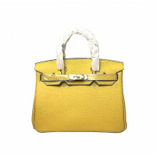 (Amber yellow, 30*23*16cm) Ladies Women Leather Handbag Birkin First Layer Cowhide Leather Tote Bag Commuter Crossbody Kelly Handbag_Special Gift