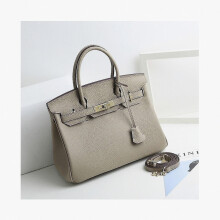 (Light gray, 35*26*19cm) Ladies Women Leather Handbag Birkin First Layer Cowhide Leather Tote Bag Commuter Crossbody Kelly Handbag_Special Gift