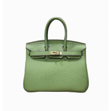 (Avocado green, 35*26*19cm) Ladies Women Leather Handbag Birkin First Layer Cowhide Leather Tote Bag Commuter Crossbody Kelly Handbag_Special Gift