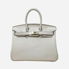 (Milkshake white, 30*23*16cm) Ladies Women Leather Handbag Birkin First Layer Cowhide Leather Tote Bag Commuter Crossbody Kelly Handbag_Special Gift